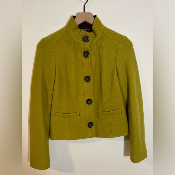 Boden Jackets & Blazers - Boden 100% Wool 5 Button Lined Chartreuse Green Jacket Women’s Size 2 EUC